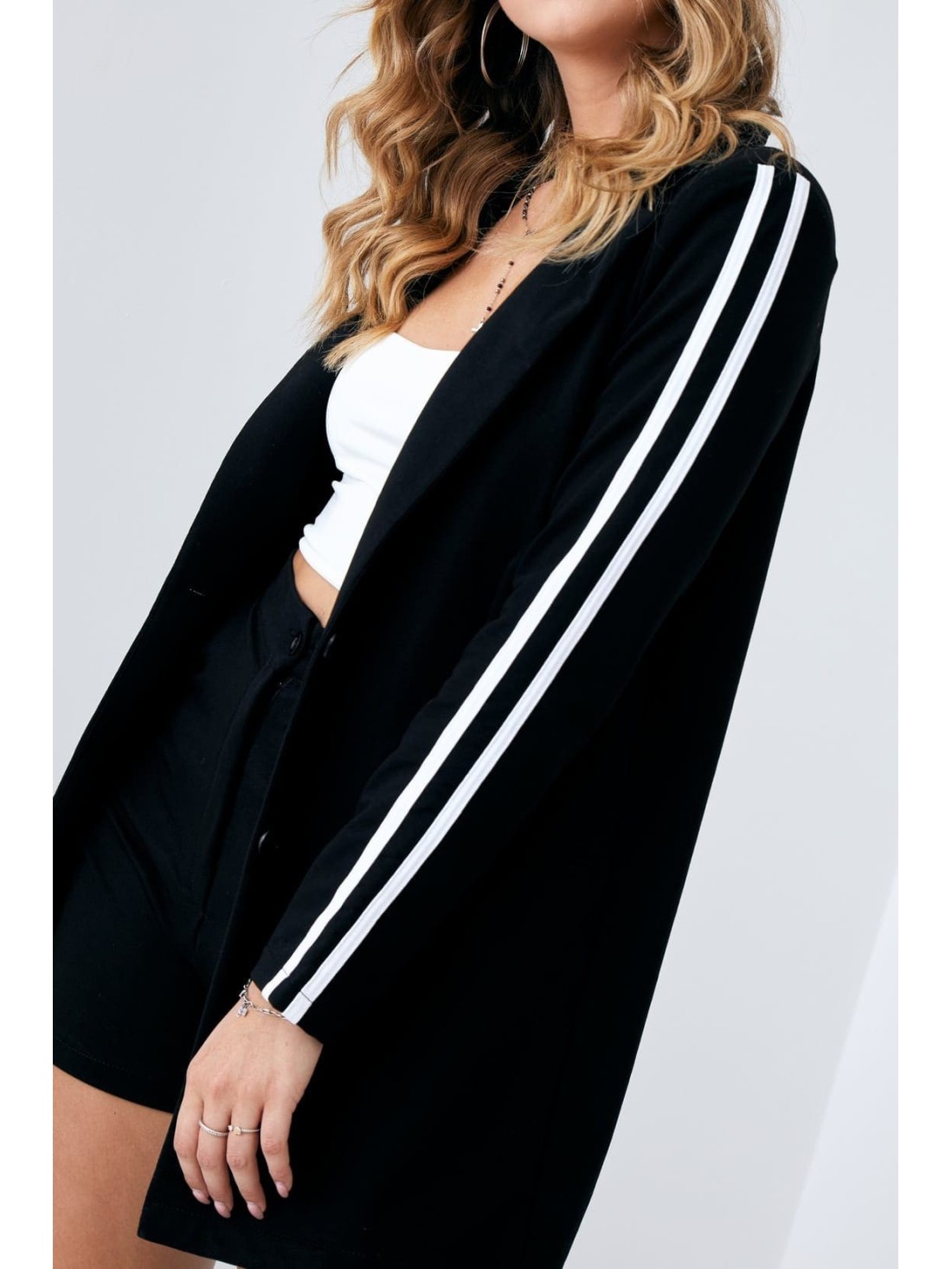 Black set with stripes, jacket and shorts FI714 - Online store - Boutique